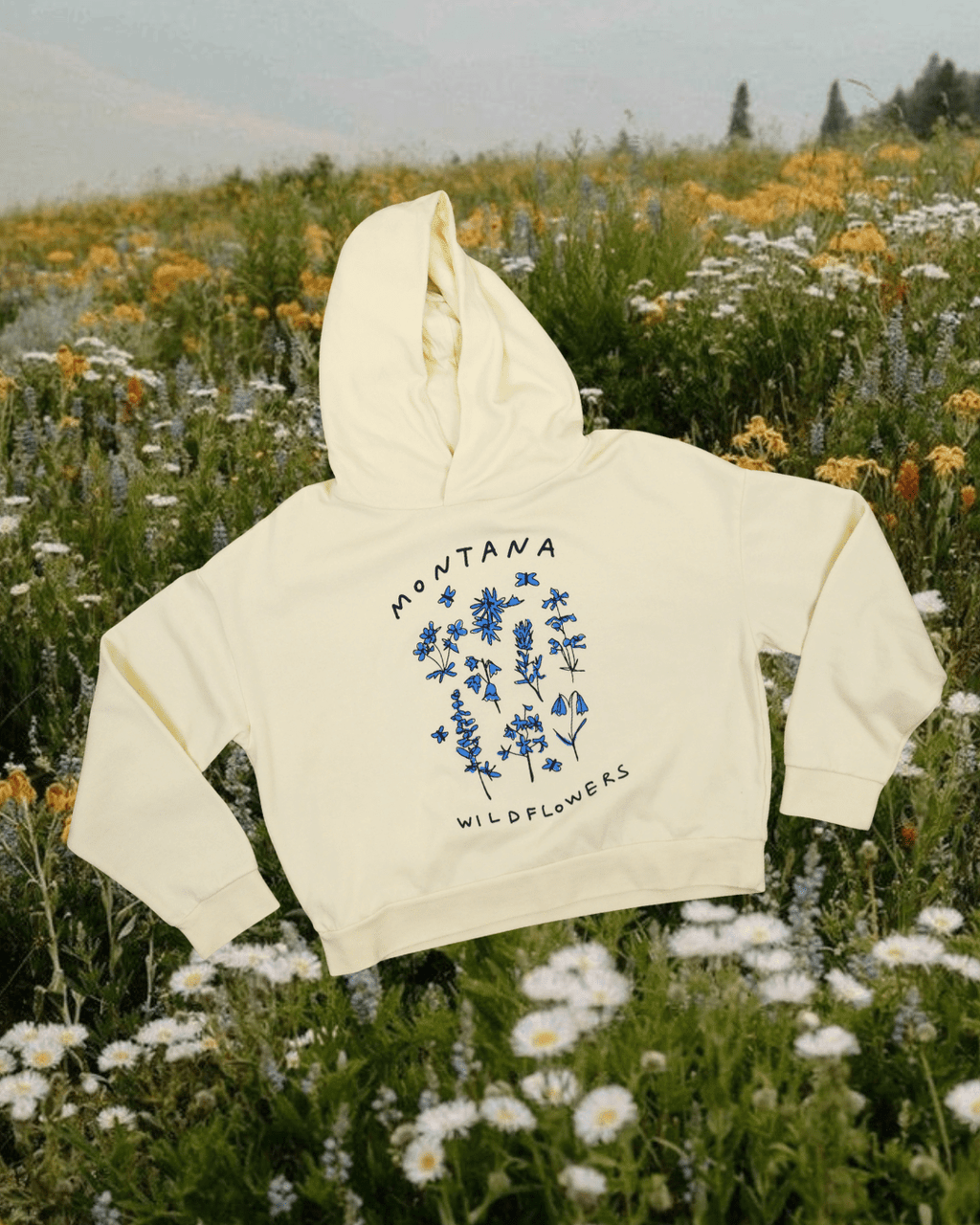 "Montana Meadow" Crop Hoodie - Intrigue Ink Visit Bozeman, Unique Shopping Boutique in Montana, Work from Home Clothes for Women