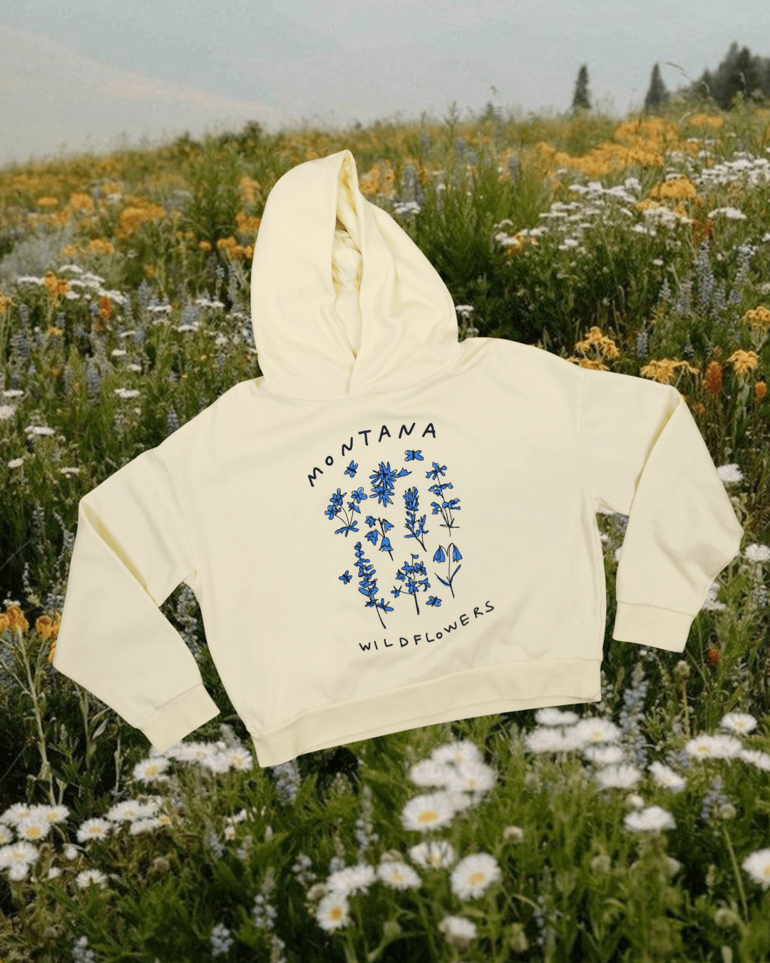 "Montana Meadow" Crop Hoodie - Intrigue Ink Visit Bozeman, Unique Shopping Boutique in Montana, Work from Home Clothes for Women
