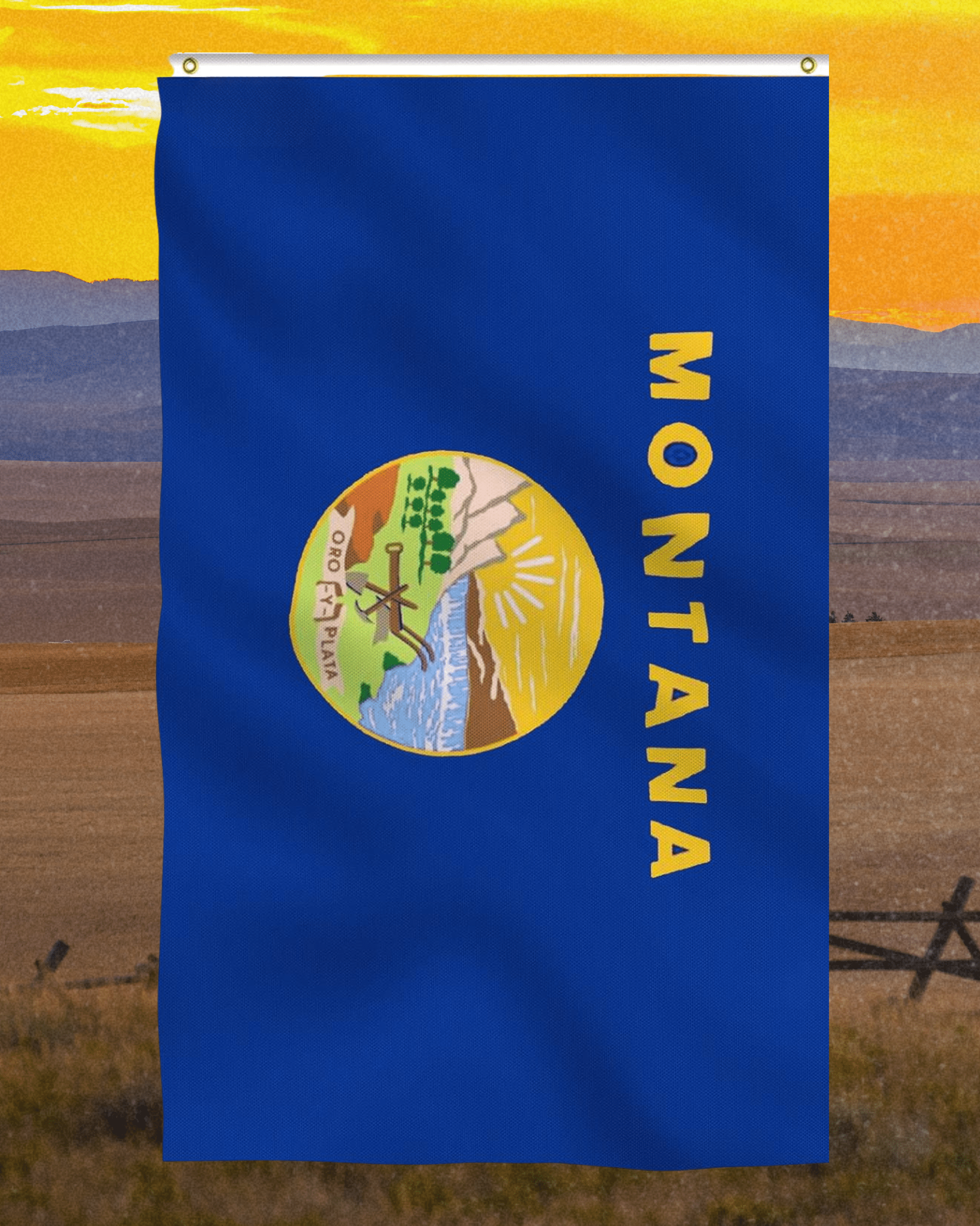 Montana Flag 3x5 ft - Intrigue Ink Visit Bozeman, Unique Shopping Boutique in Montana, Work from Home Clothes for Women