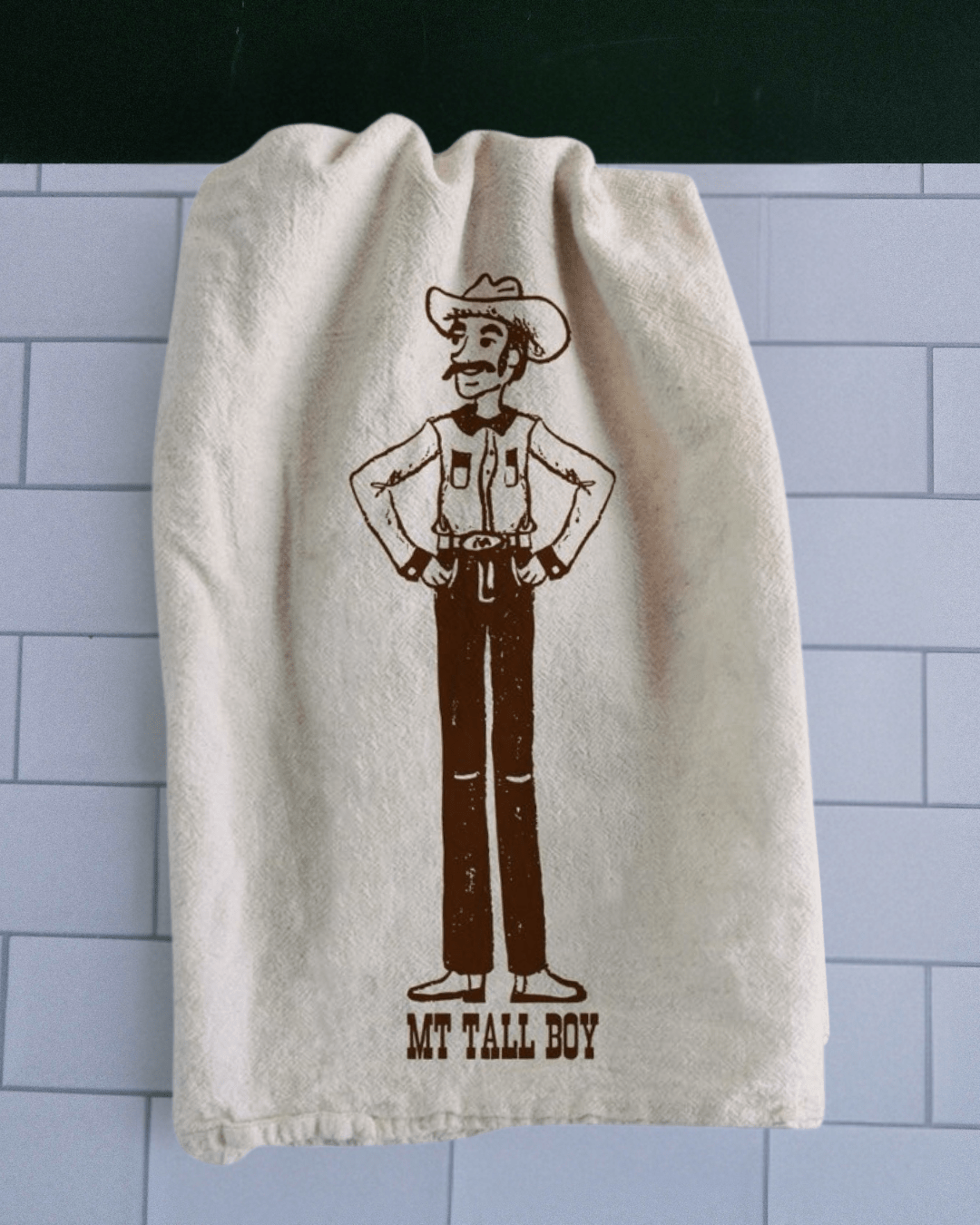 "Montana Tall Boy" Tea Towel - Intrigue Ink Visit Bozeman, Unique Shopping Boutique in Montana, Work from Home Clothes for Women