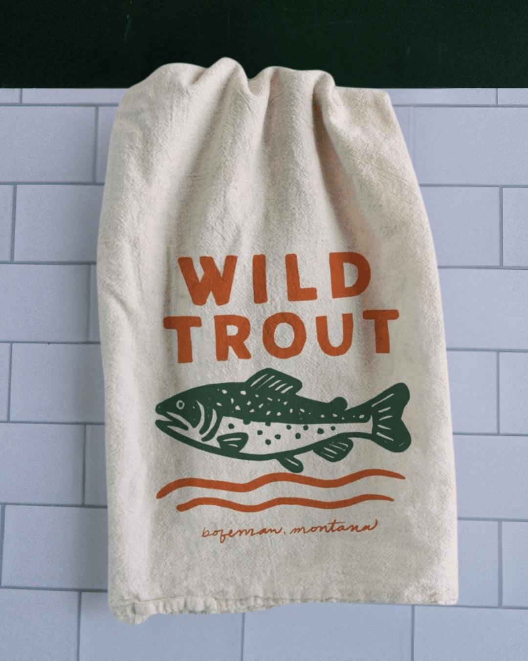 "Wild Trout" Tea Towel - Intrigue Ink Visit Bozeman, Unique Shopping Boutique in Montana, Work from Home Clothes for Women