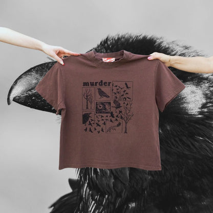 "Murder" Over - Sized Tee in Mocha - Intrigue Ink Visit Bozeman, Unique Shopping Boutique in Montana, Work from Home Clothes for Women