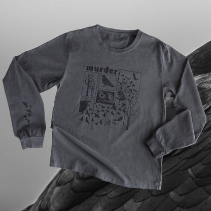 "Murder" Long Sleeve Tee - Intrigue Ink Visit Bozeman, Unique Shopping Boutique in Montana, Work from Home Clothes for Women
