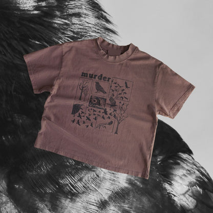 "Murder" Over - Sized Tee in Mocha - Intrigue Ink Visit Bozeman, Unique Shopping Boutique in Montana, Work from Home Clothes for Women