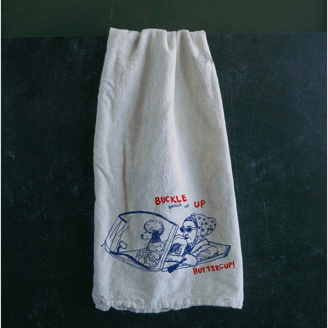 "Buckle Up" Dish Towel - Intrigue Ink Visit Bozeman, Unique Shopping Boutique in Montana, Work from Home Clothes for Women