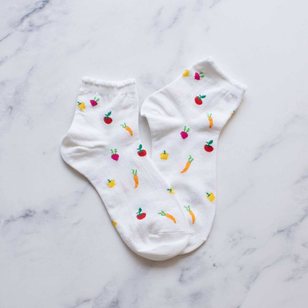 Vegetables Ankle Socks - Ivory - Intrigue Ink Visit Bozeman, Unique Shopping Boutique in Montana, Work from Home Clothes for Women