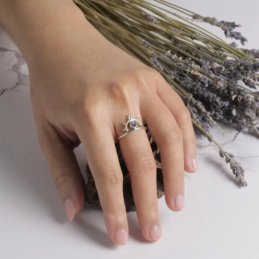 Sterling Silver Rising Sun Stone Ring - Intrigue Ink Visit Bozeman, Unique Shopping Boutique in Montana, Work from Home Clothes for Women