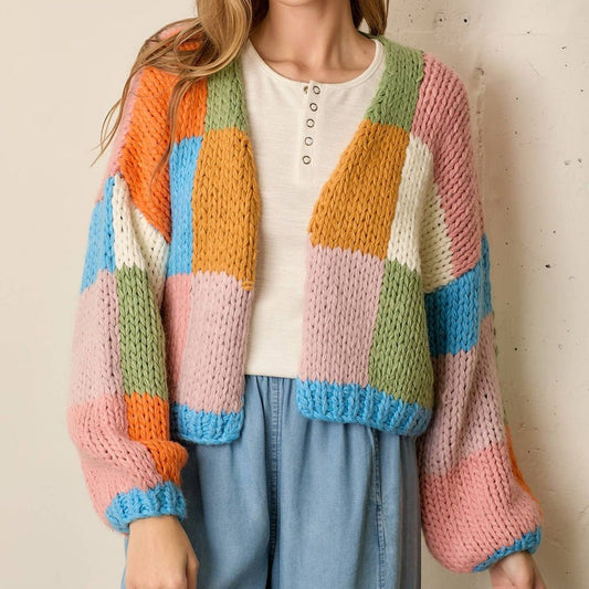 Colorblock Olive/Multi Cardigan Sweater - Intrigue Ink Visit Bozeman, Unique Shopping Boutique in Montana, Work from Home Clothes for Women