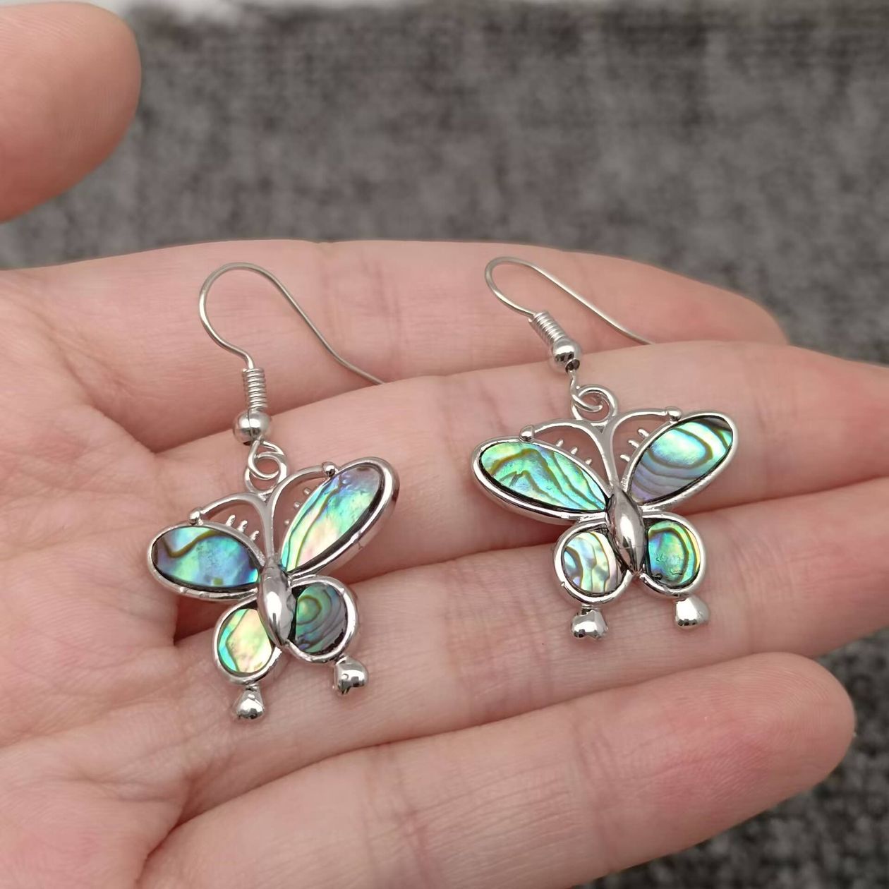 Abalone Shell Butterfly Charm Dangle Earrings - Intrigue Ink Visit Bozeman, Unique Shopping Boutique in Montana, Work from Home Clothes for Women