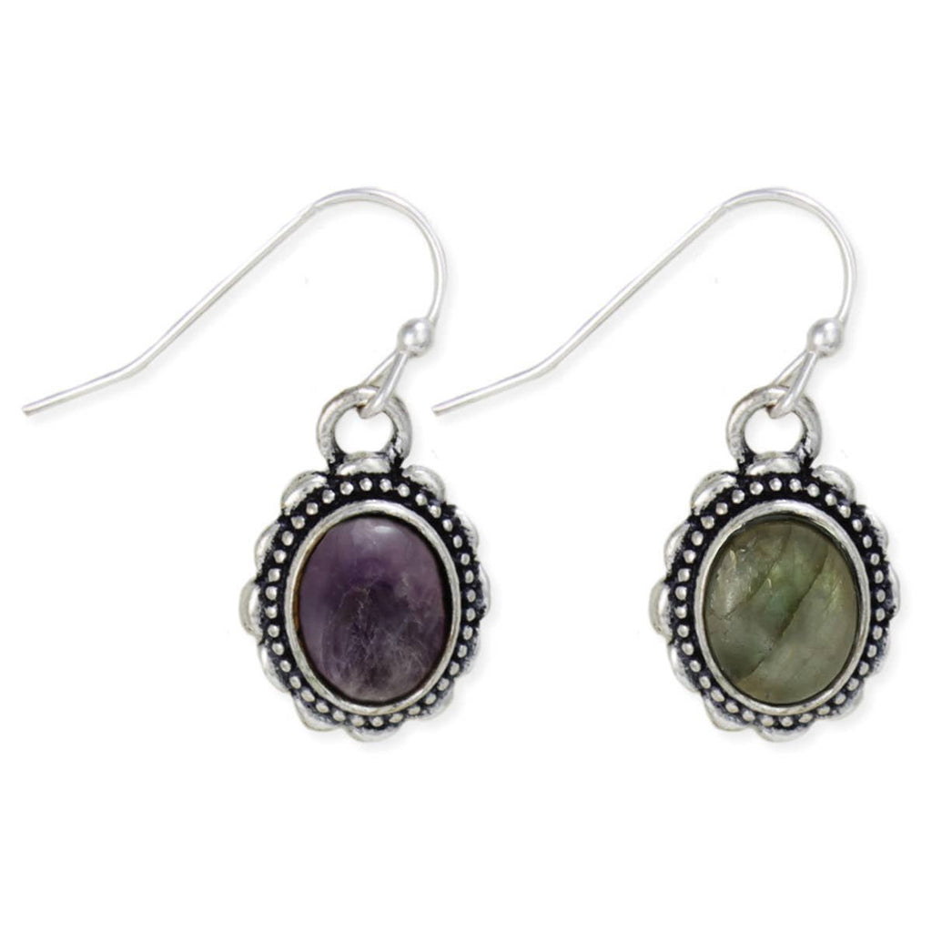 Gemstone Classics Silver Oval Stone Earrings - Intrigue Ink Visit Bozeman, Unique Shopping Boutique in Montana, Work from Home Clothes for Women