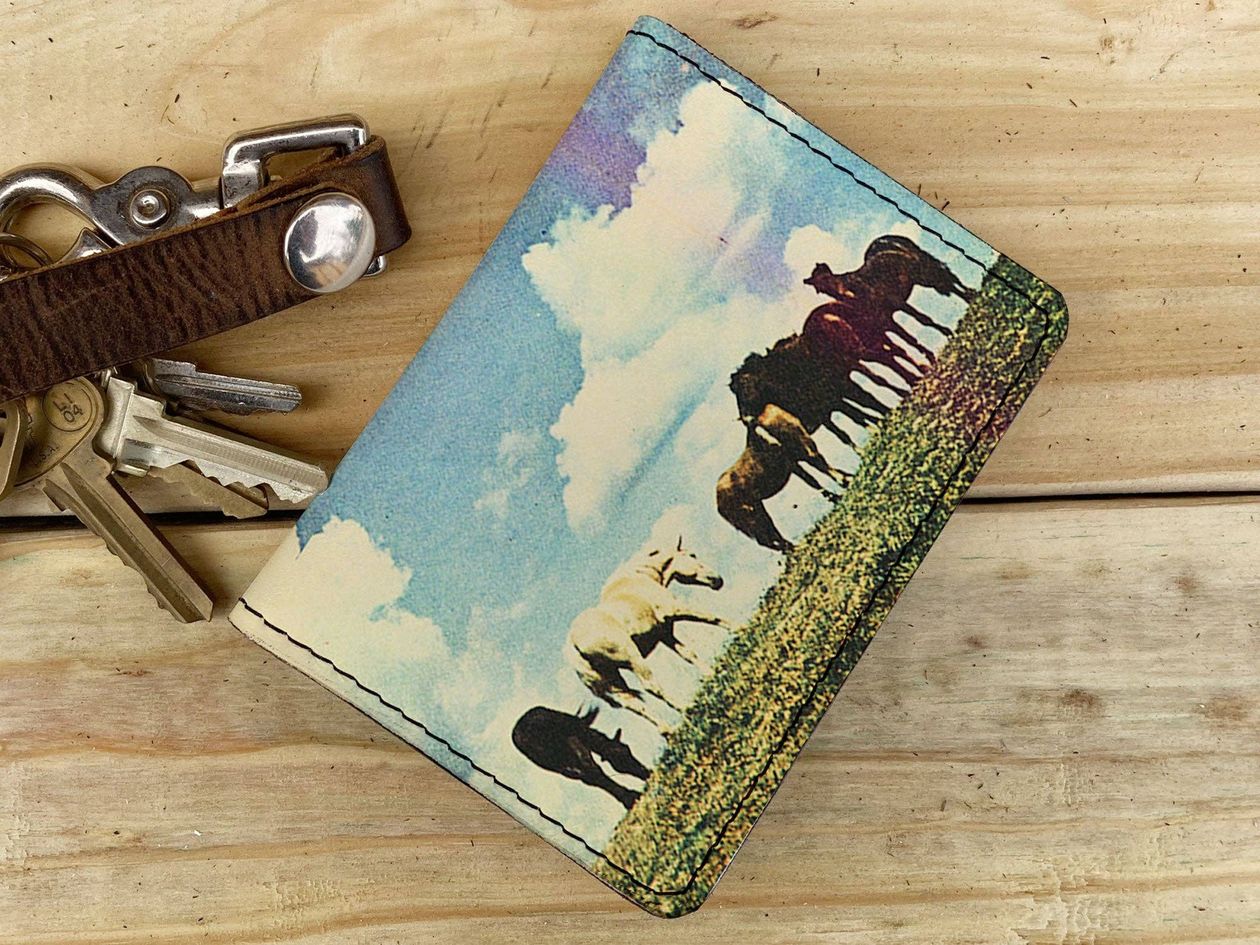 Leather Cardholder Wallet - Horses - Intrigue Ink Visit Bozeman, Unique Shopping Boutique in Montana, Work from Home Clothes for Women