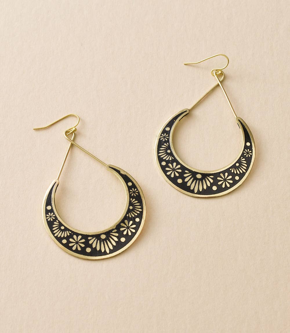 Crescent Moon Hoop Earrings - Intrigue Ink Visit Bozeman, Unique Shopping Boutique in Montana, Work from Home Clothes for Women