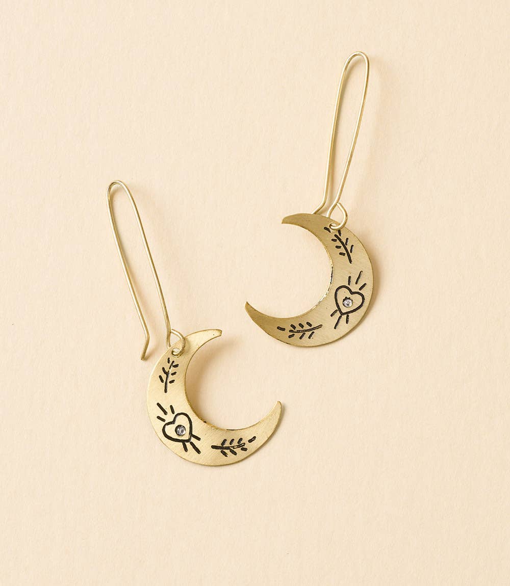 Crescent Moon Gold Dangle Earrings - Intrigue Ink Visit Bozeman, Unique Shopping Boutique in Montana, Work from Home Clothes for Women