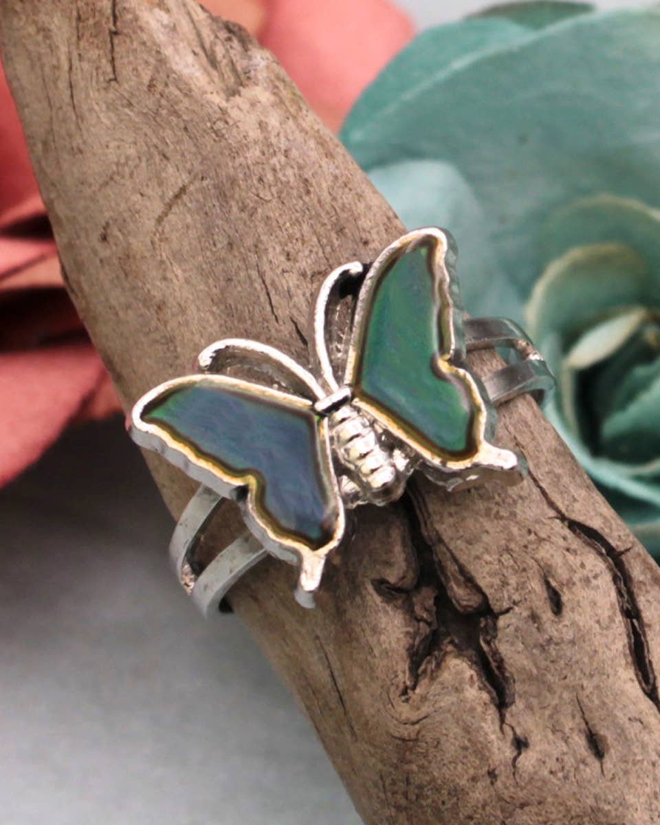 Silver Butterfly Mood Ring - Intrigue Ink Visit Bozeman, Unique Shopping Boutique in Montana, Work from Home Clothes for Women