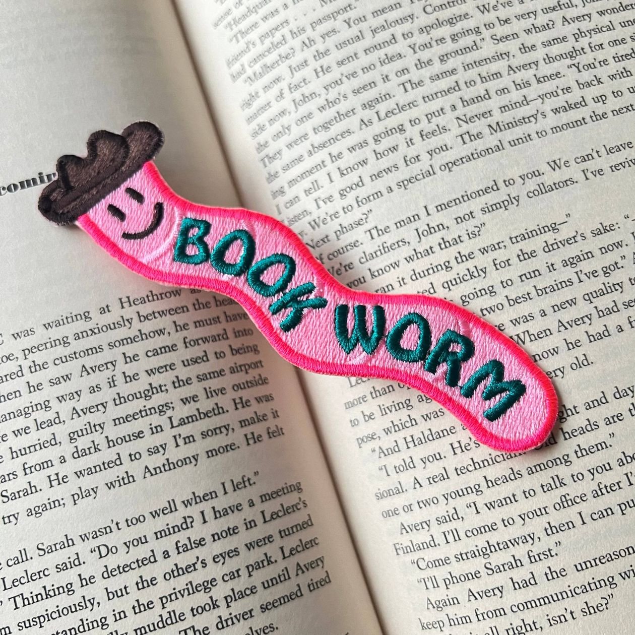 Book Worm Cowboy Embroidered Bookmark - Intrigue Ink Visit Bozeman, Unique Shopping Boutique in Montana, Work from Home Clothes for Women