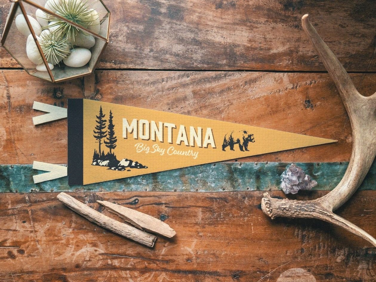 Montana Felt Pennant - Intrigue Ink Visit Bozeman, Unique Shopping Boutique in Montana, Work from Home Clothes for Women