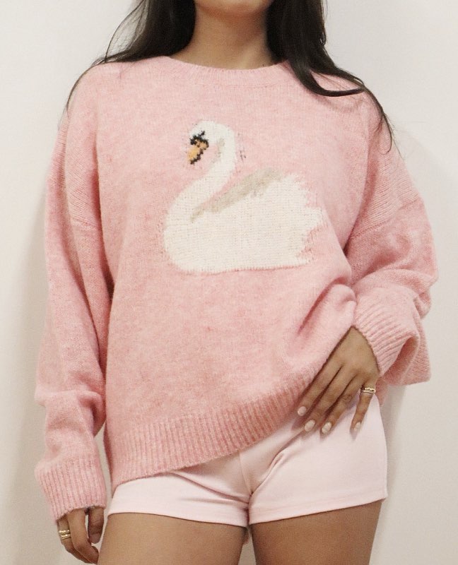 Swan Sweater - Cherry Pink