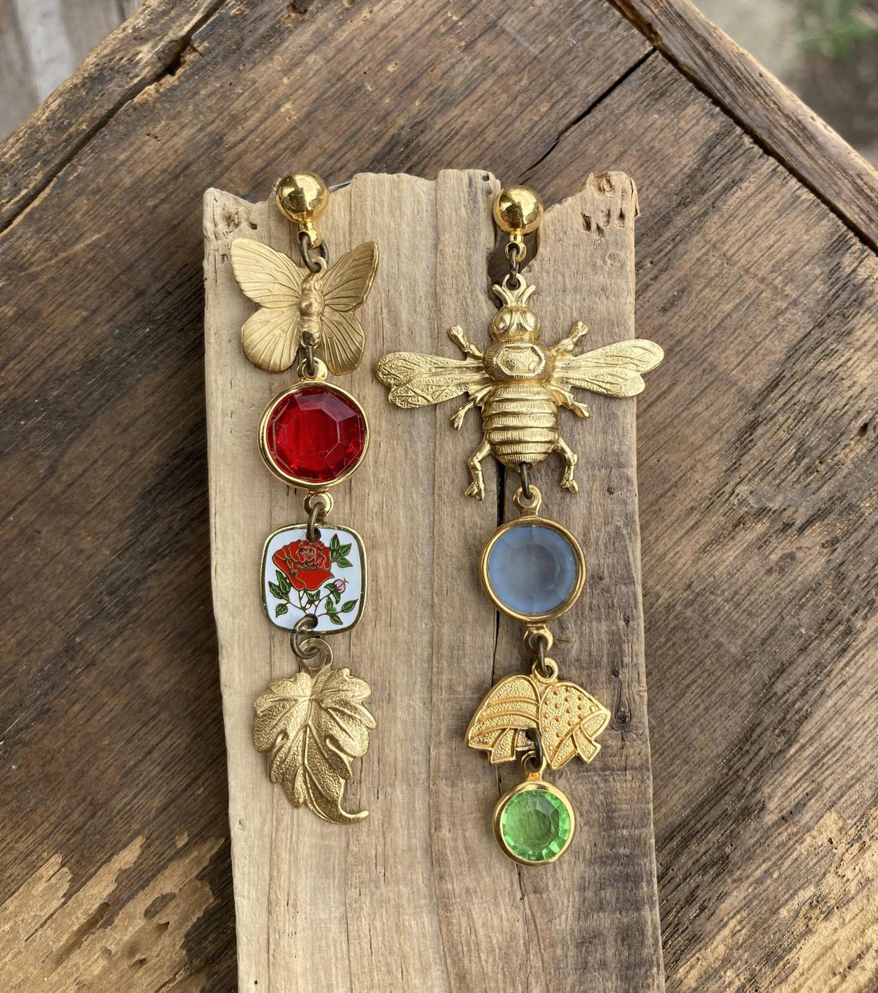 Nature Study Brass & Crystal Charm Earrings - Intrigue Ink Visit Bozeman, Unique Shopping Boutique in Montana, Work from Home Clothes for Women