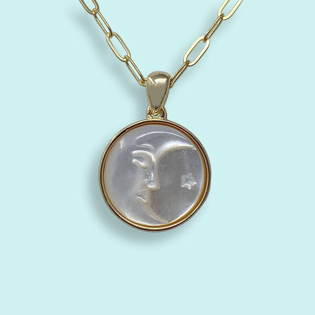 Pearl Man - in - The - Moon Necklace - Intrigue Ink Visit Bozeman, Unique Shopping Boutique in Montana, Work from Home Clothes for Women
