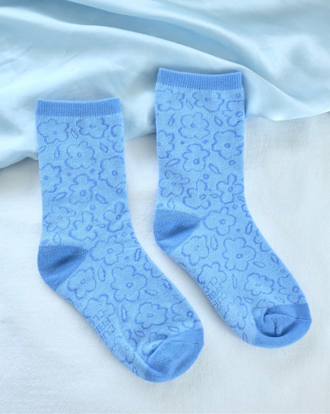 Blue Floral Flower Spring Time Socks - Intrigue Ink Visit Bozeman, Unique Shopping Boutique in Montana, Work from Home Clothes for Women