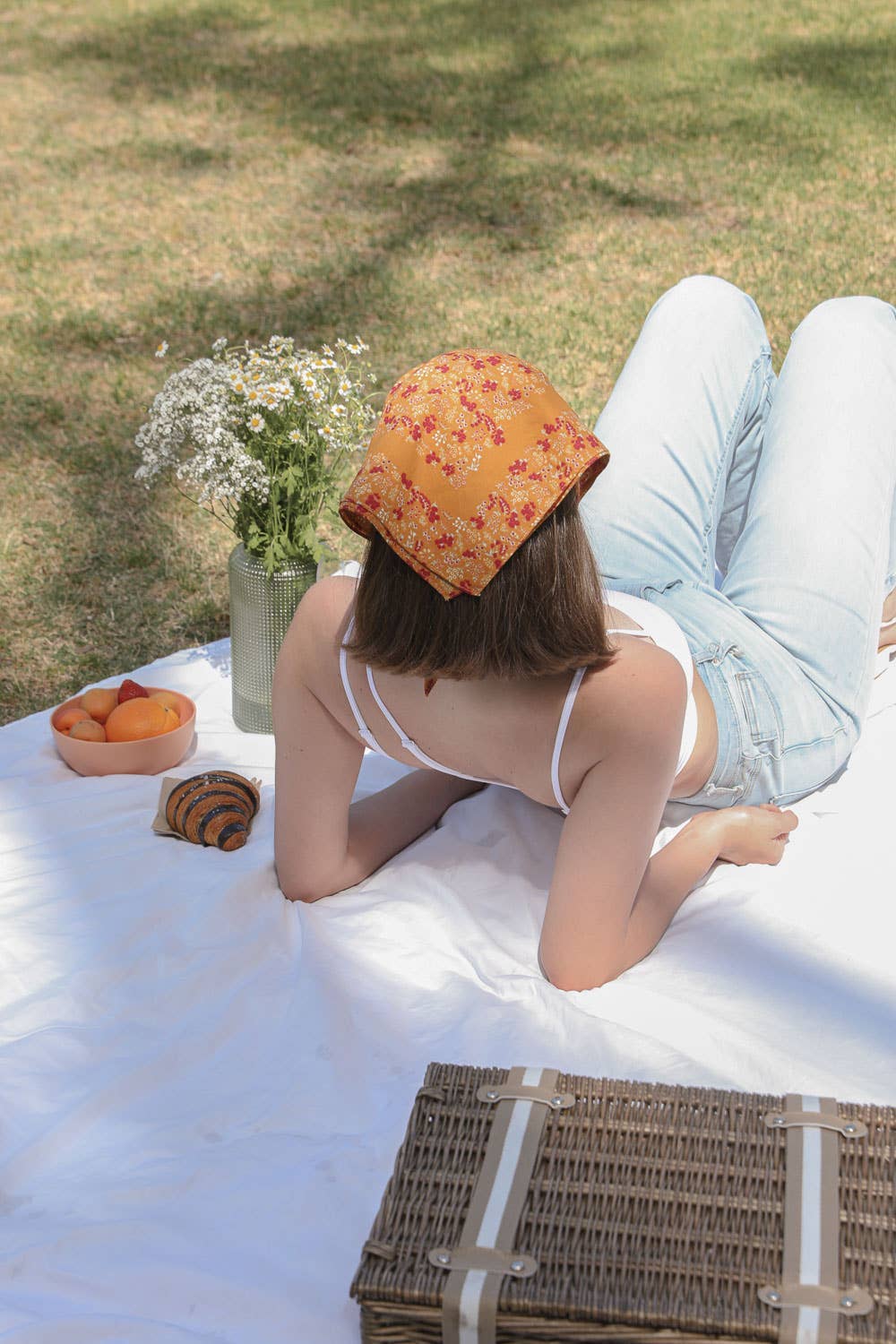 Floral Foliage Bandana - Mustard - Intrigue Ink Visit Bozeman, Unique Shopping Boutique in Montana, Work from Home Clothes for Women