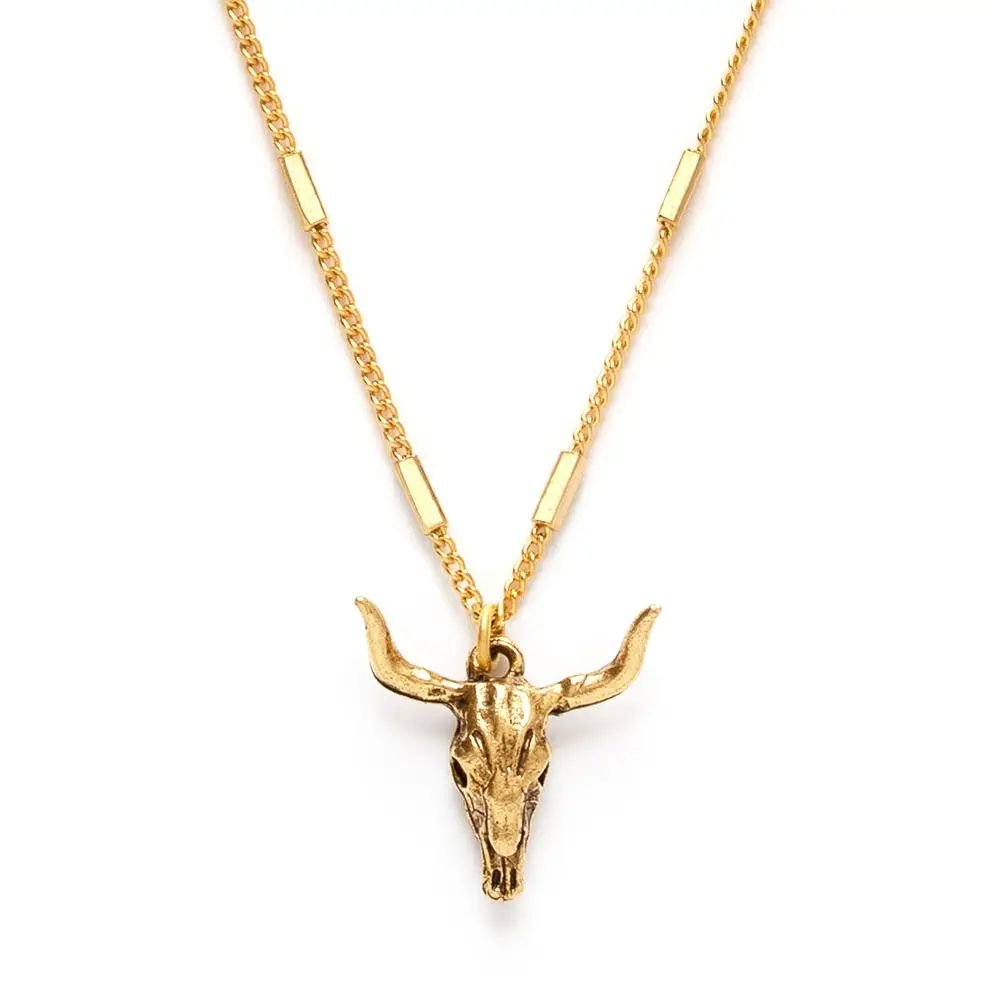 Longhorn Skull Necklace - Intrigue Ink Visit Bozeman, Unique Shopping Boutique in Montana, Work from Home Clothes for Women