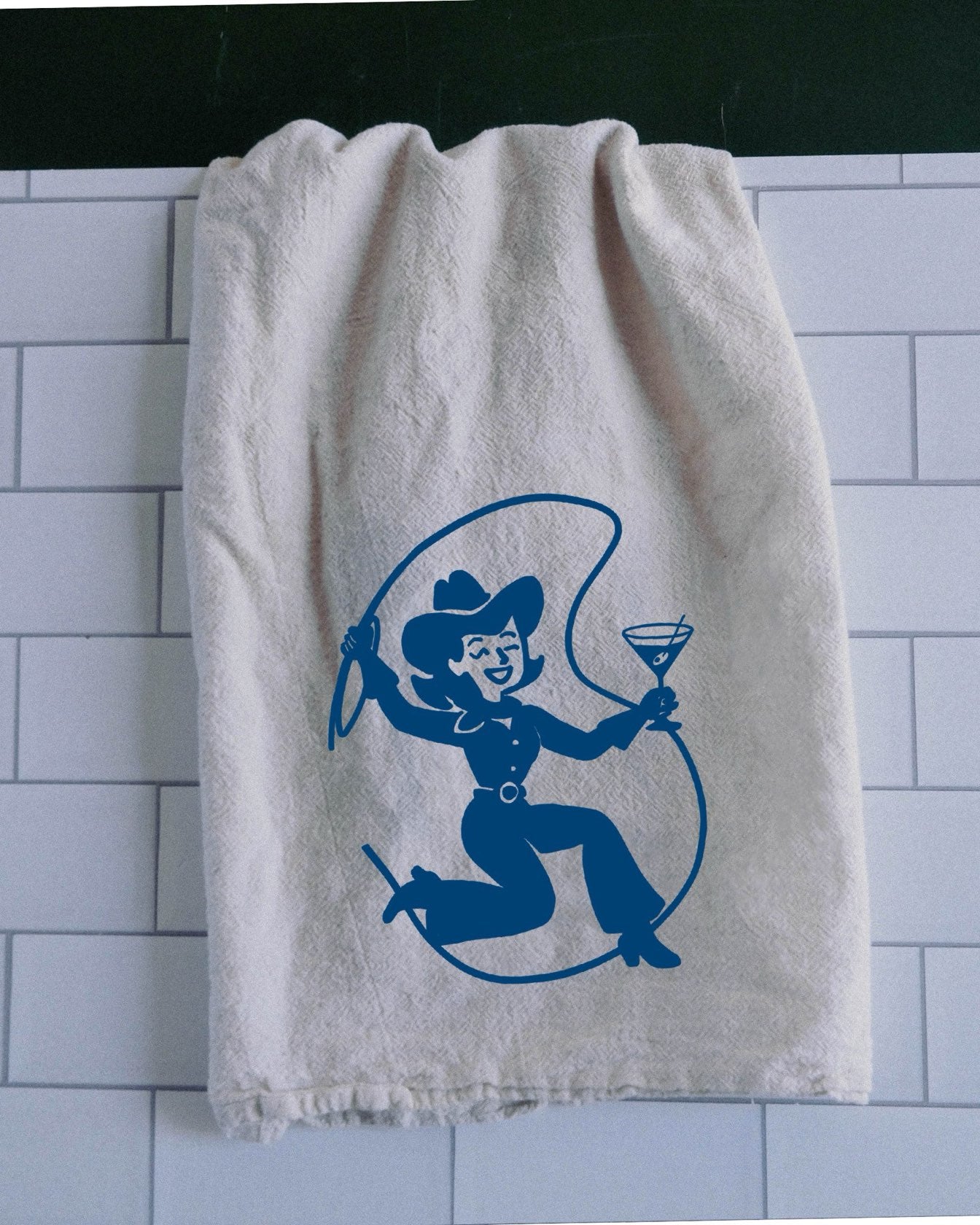 "Cowgirl Cocktail" Tea Towel - Intrigue Ink Visit Bozeman, Unique Shopping Boutique in Montana, Work from Home Clothes for Women