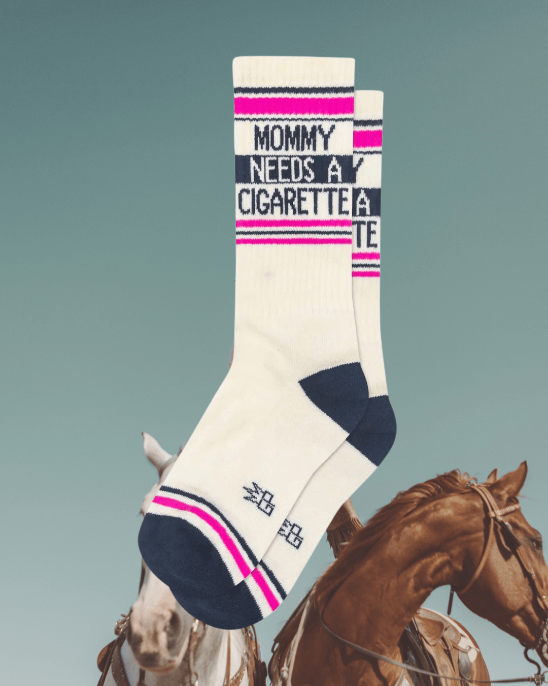Mommy Needs A Cigarette Gym Crew Socks - Intrigue Ink Visit Bozeman, Unique Shopping Boutique in Montana, Work from Home Clothes for Women