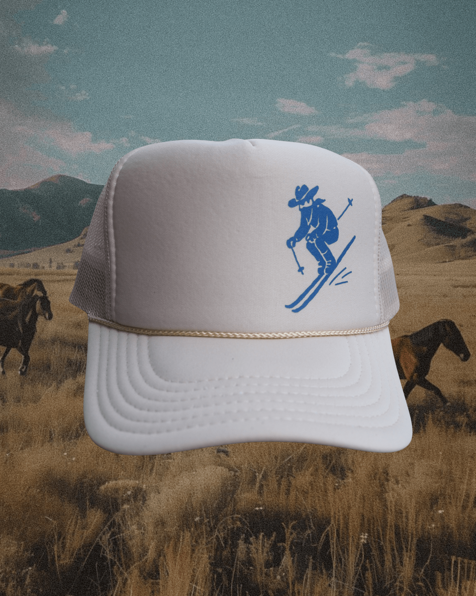 “Ski Cowboy” Trucker Hat - Intrigue Ink Visit Bozeman, Unique Shopping Boutique in Montana, Work from Home Clothes for Women