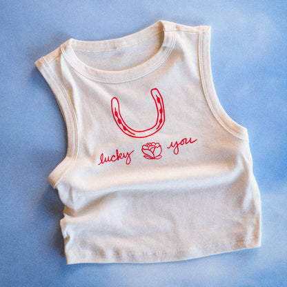 "Lucky You" Crop Tank - Intrigue Ink Visit Bozeman, Unique Shopping Boutique in Montana, Work from Home Clothes for Women