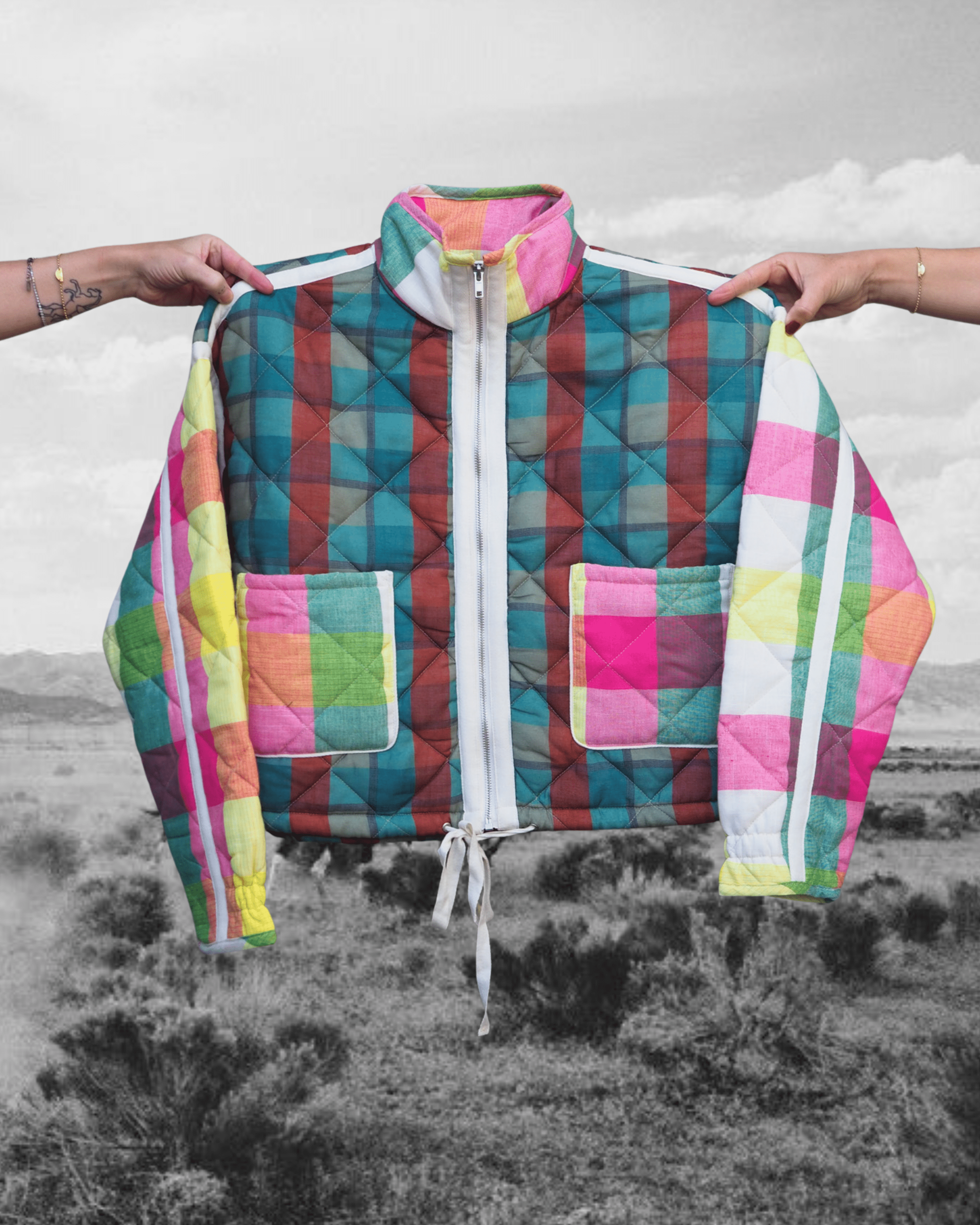 Multi - Color Plaid Puffer Jacket - Intrigue Ink Visit Bozeman, Unique Shopping Boutique in Montana, Work from Home Clothes for Women