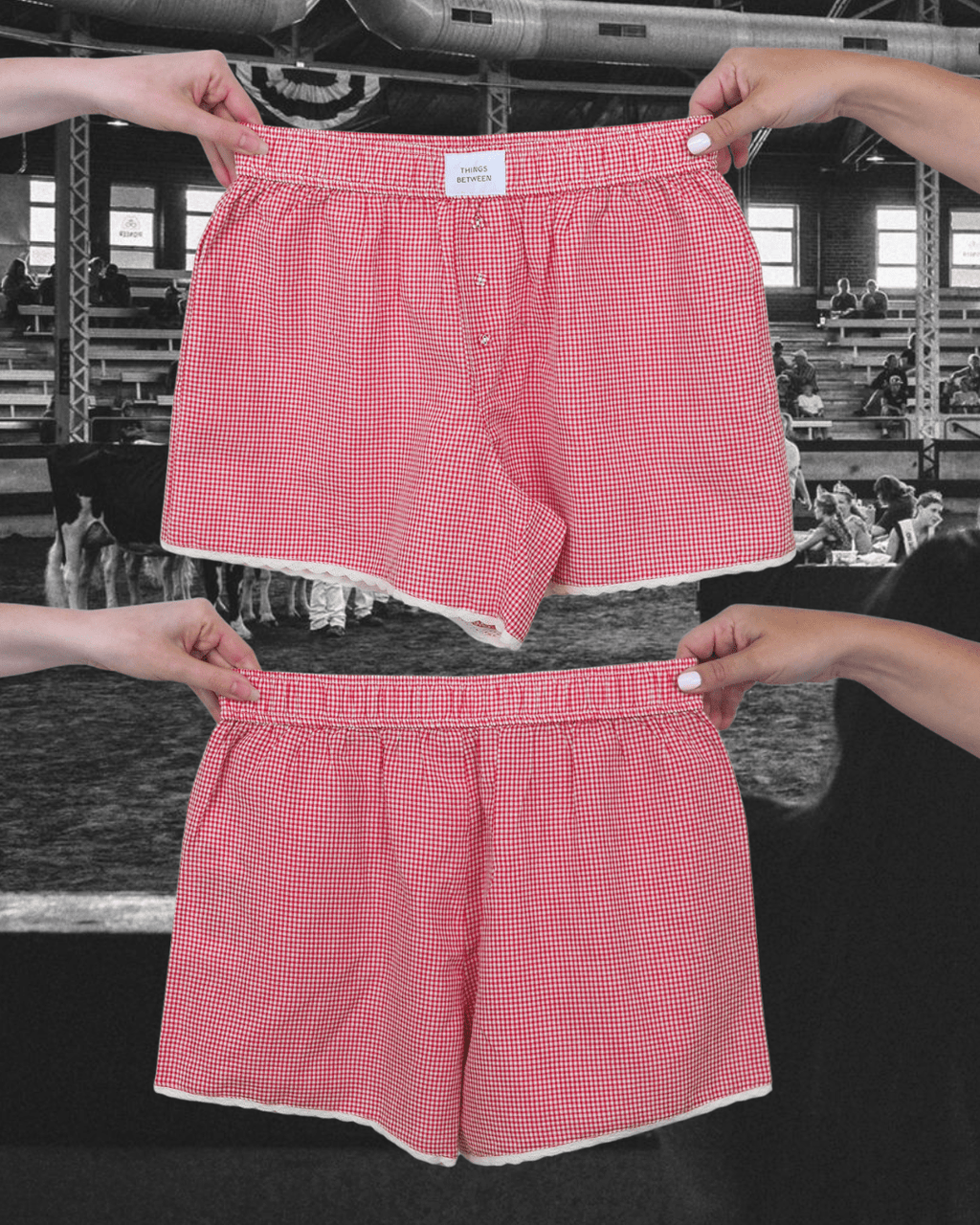 Crochet Hem Plaid Boxer - Red - Intrigue Ink Visit Bozeman, Unique Shopping Boutique in Montana, Work from Home Clothes for Women
