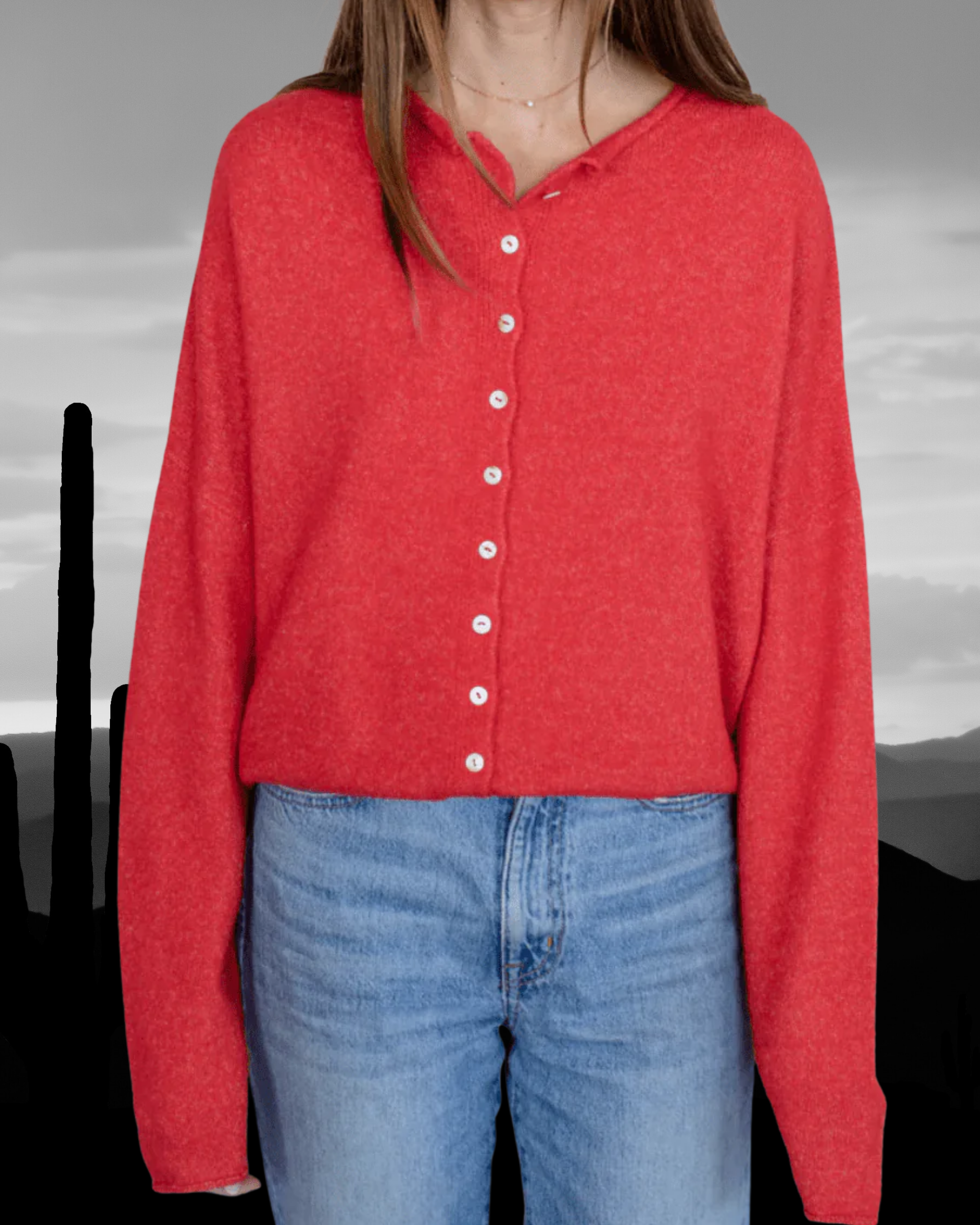 Button Up Cardigan - Red