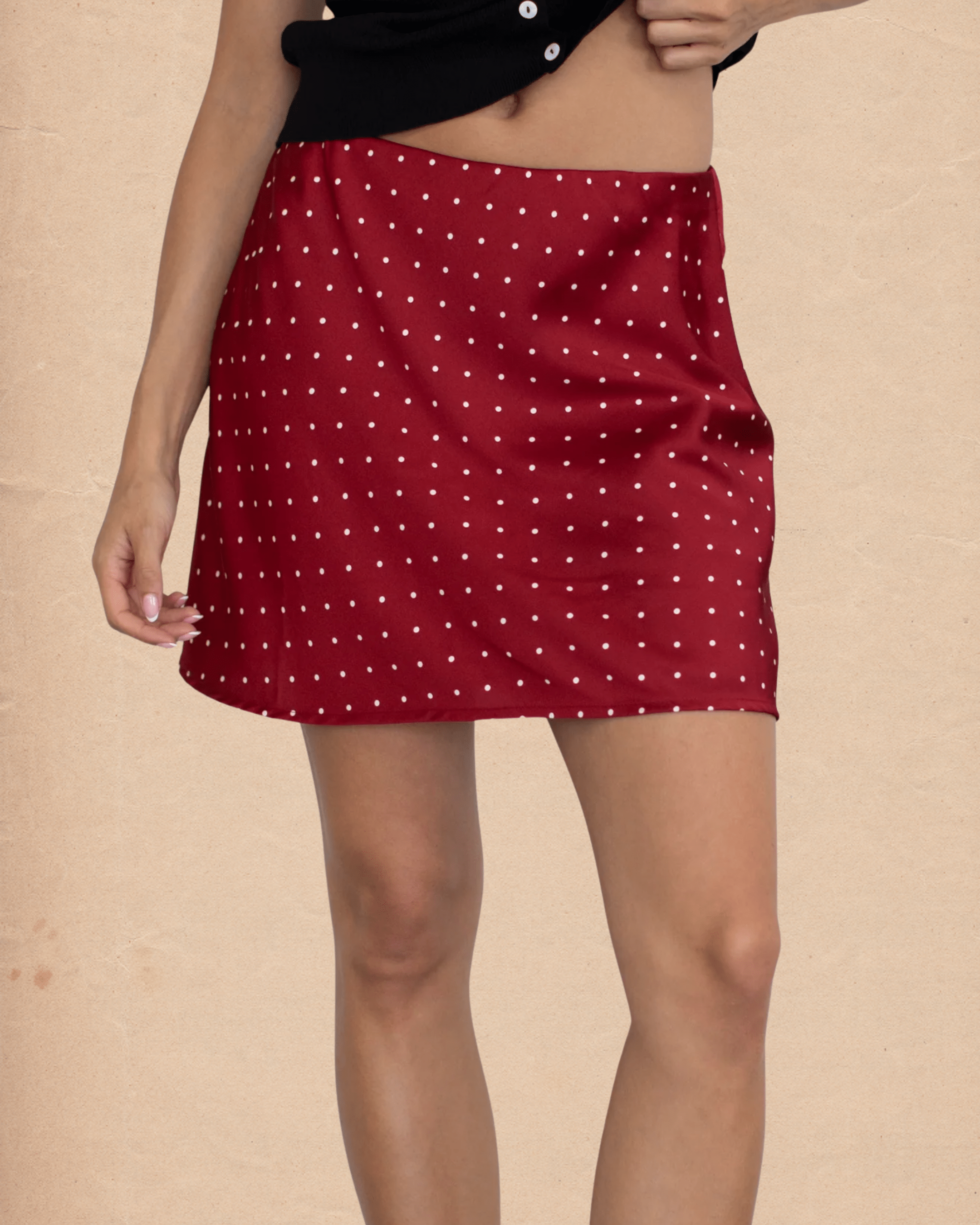 Red Polka Dot Satin Mini Skort - Intrigue Ink Visit Bozeman, Unique Shopping Boutique in Montana, Work from Home Clothes for Women