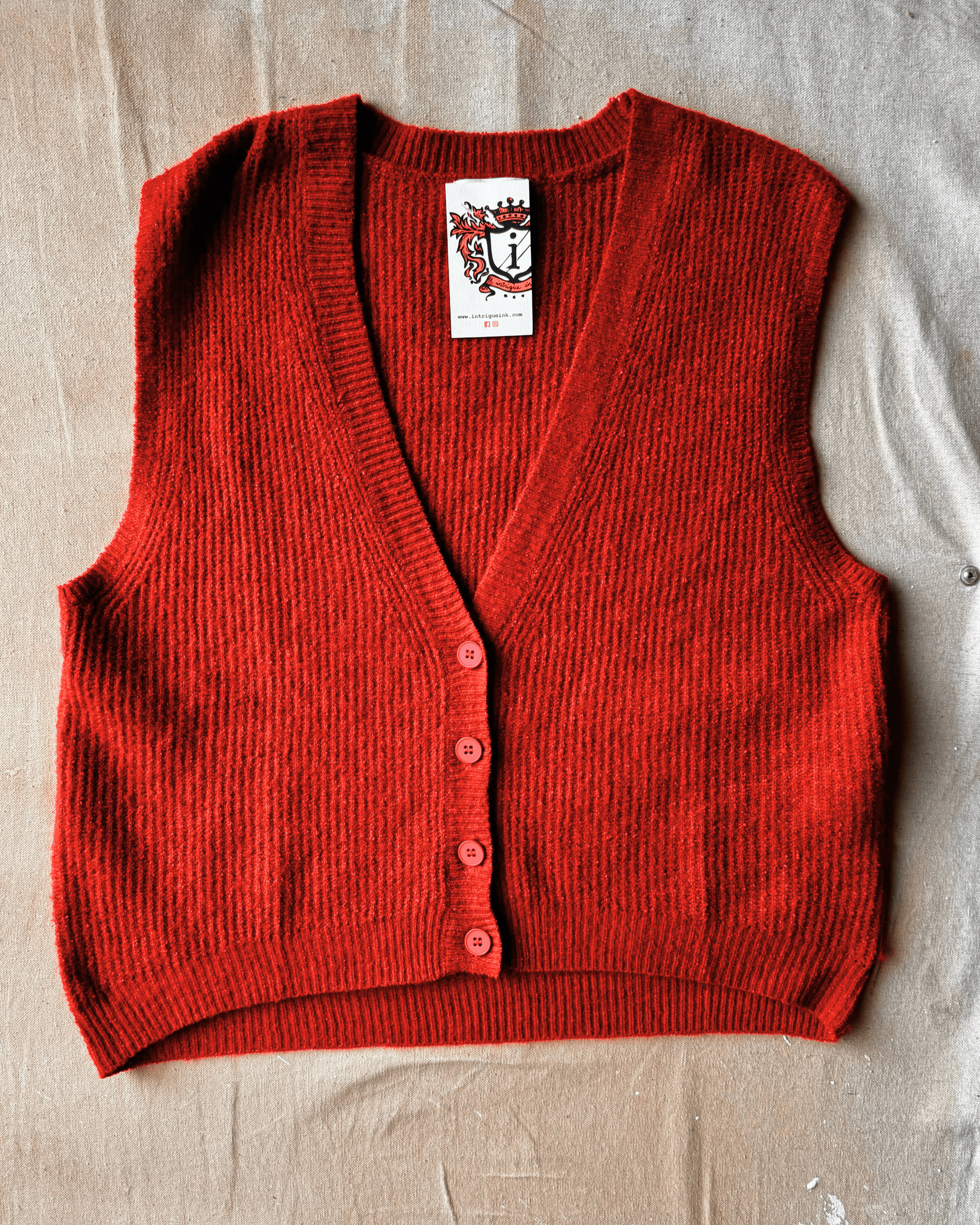 Oversized V - Neck Vest - Red - Intrigue Ink Visit Bozeman, Unique Shopping Boutique in Montana, Work from Home Clothes for Women