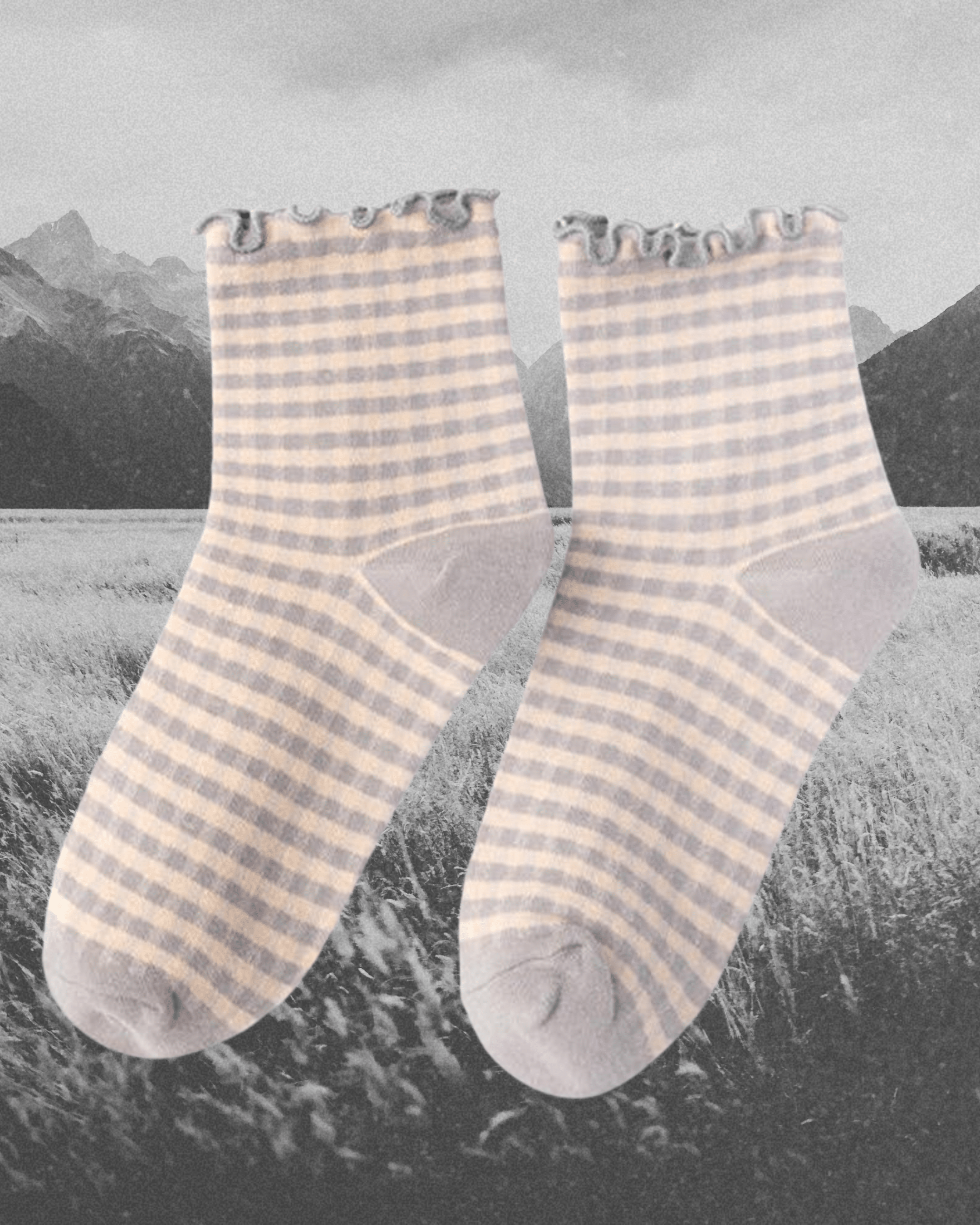 Ruffle Trim Plaid Socks - Grey - Intrigue Ink Visit Bozeman, Unique Shopping Boutique in Montana, Work from Home Clothes for Women