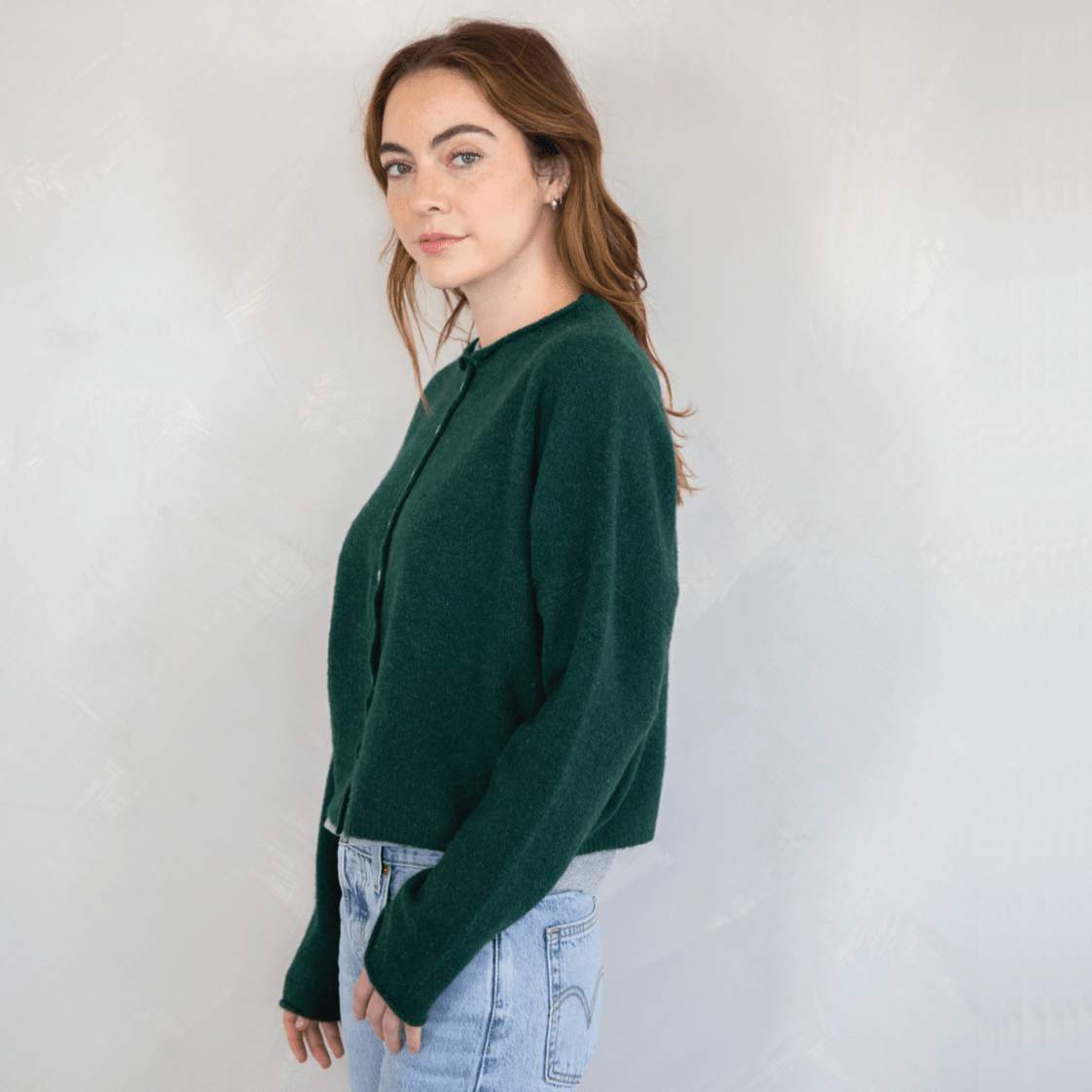 Green button cardigan best sale