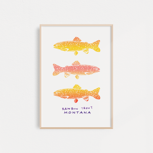 "Rainbow Trout MT" Poster - Intrigue Ink Visit Bozeman, Unique Shopping Boutique in Montana, Work from Home Clothes for Women