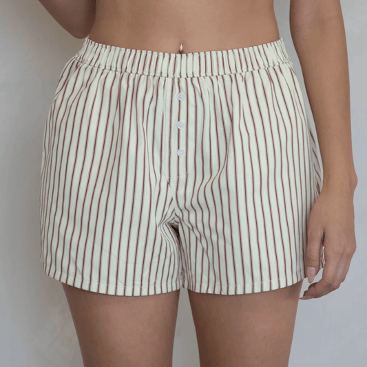 Stripe Shorts - Butter/Red - Intrigue Ink Visit Bozeman, Unique Shopping Boutique in Montana, Work from Home Clothes for Women