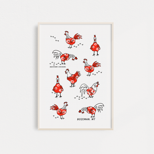 "Backyard Chicken" Poster - Intrigue Ink Visit Bozeman, Unique Shopping Boutique in Montana, Work from Home Clothes for Women