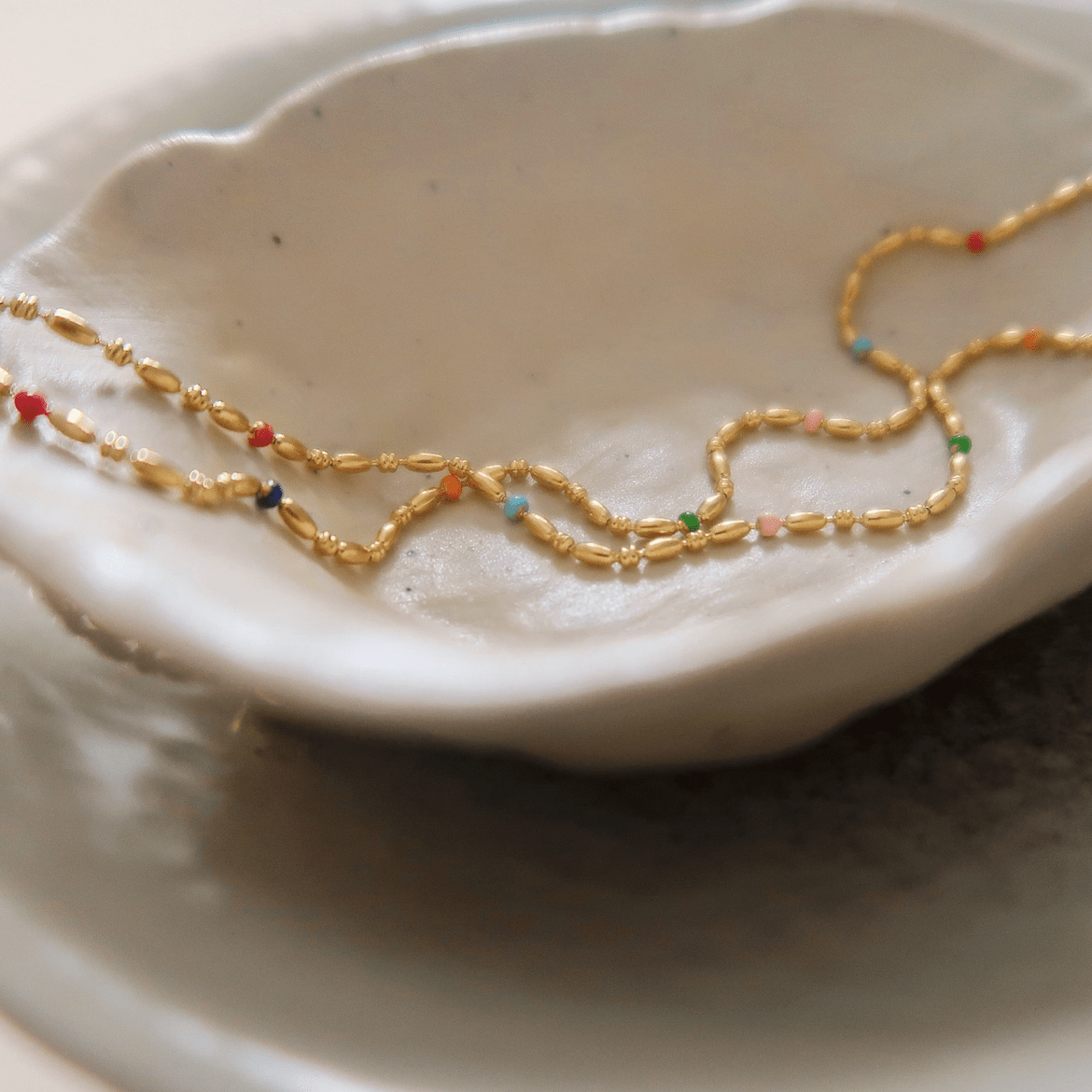 Gold Plated Rainbow Beaded Necklace - Intrigue Ink Visit Bozeman, Unique Shopping Boutique in Montana, Work from Home Clothes for Women