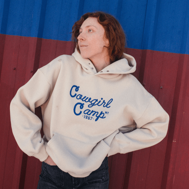 "Cowgirl Camp" Snap Hoodie - Bone - Intrigue Ink Visit Bozeman, Unique Shopping Boutique in Montana, Work from Home Clothes for Women