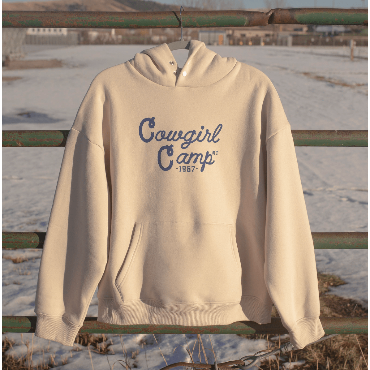 "Cowgirl Camp" Snap Hoodie - Bone - Intrigue Ink Visit Bozeman, Unique Shopping Boutique in Montana, Work from Home Clothes for Women