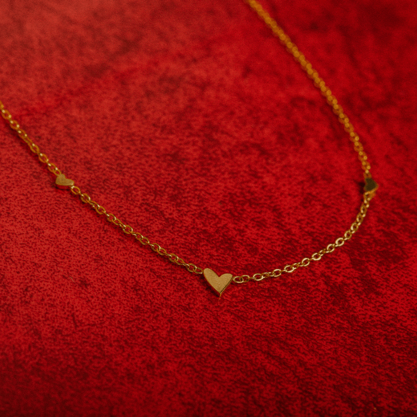 Stainless steel fine necklace with 3 mini hearts - gold - Intrigue Ink Visit Bozeman, Unique Shopping Boutique in Montana, Work from Home Clothes for Women