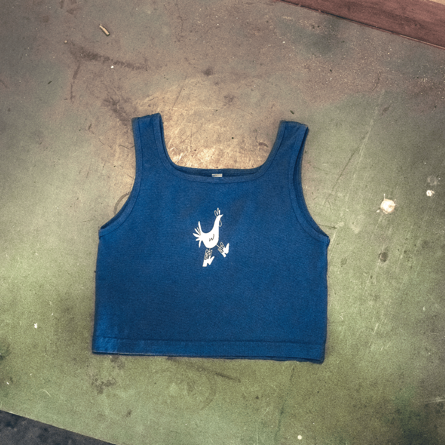 "Cowboy Chicken" Crop Tank in Blue - Intrigue Ink Visit Bozeman, Unique Shopping Boutique in Montana, Work from Home Clothes for Women