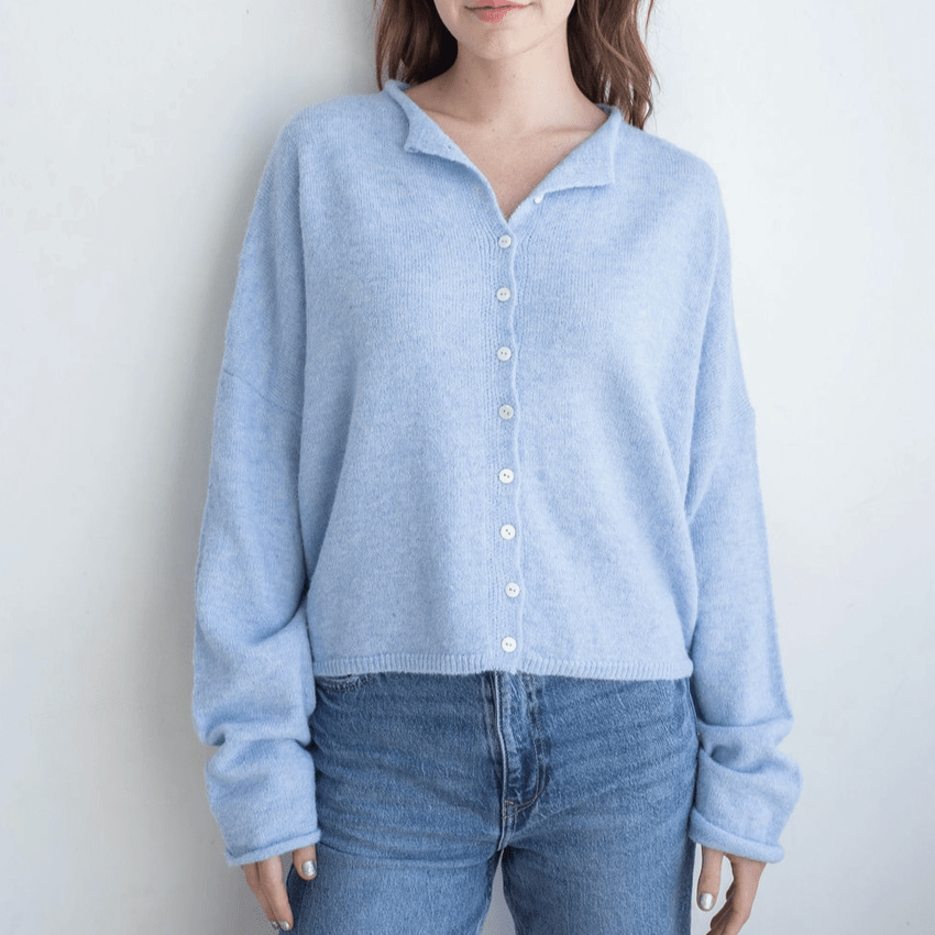 Button Up Cardigan - Sky Blue - Intrigue Ink Visit Bozeman, Unique Shopping Boutique in Montana, Work from Home Clothes for Women