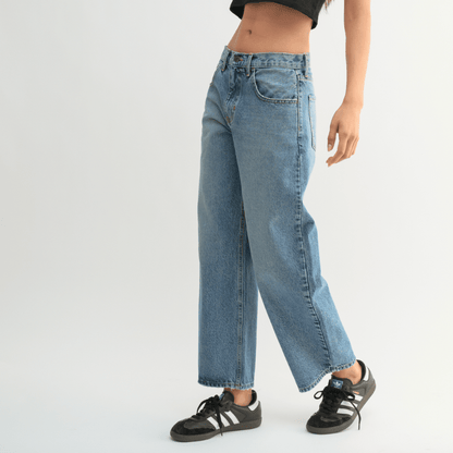 Medium Denim Barrel Jeans - Intrigue Ink Visit Bozeman, Unique Shopping Boutique in Montana, Work from Home Clothes for Women