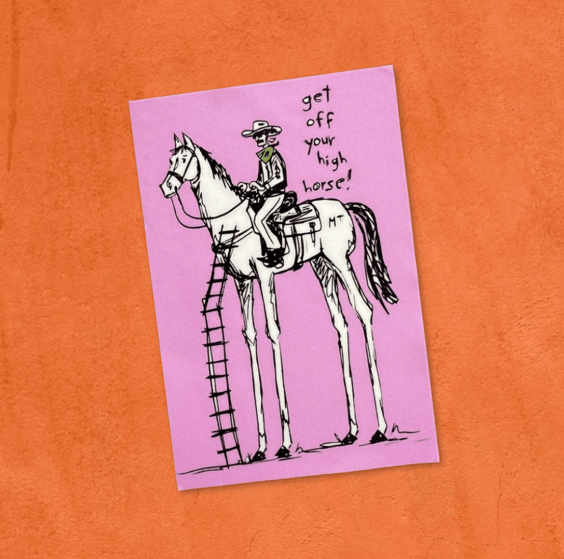 "Get Off Yer High Horse” sticker - Intrigue Ink Visit Bozeman, Unique Shopping Boutique in Montana, Work from Home Clothes for Women