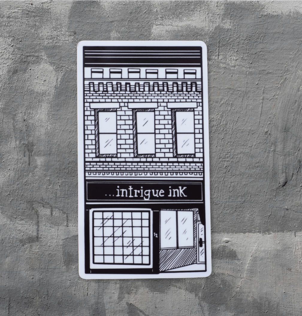 "Intrigue Ink Shop" Sticker - Intrigue Ink Visit Bozeman, Unique Shopping Boutique in Montana, Work from Home Clothes for Women