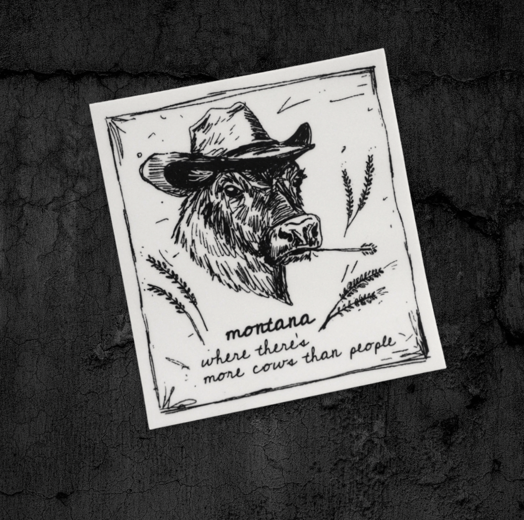 "Montana Cows" Sticker - Intrigue Ink Visit Bozeman, Unique Shopping Boutique in Montana, Work from Home Clothes for Women